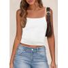 imagePRETTYGARDEN Summer Tank Tops for Women 2025 Sleeveless Spaghetti Strap Camisole Basic Crop Top Cute Going Out Fitted ShirtsWhite