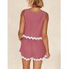 imagePRETTYGARDEN Womens 2 Piece Beach Vacation Outfits Casual Cropped Tank Top High Waist Shorts Set TracksuitBean Paste Red
