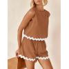imagePRETTYGARDEN Womens 2 Piece Beach Vacation Outfits Casual Cropped Tank Top High Waist Shorts Set TracksuitBrown