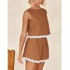 imagePRETTYGARDEN Womens 2 Piece Beach Vacation Outfits Casual Cropped Tank Top High Waist Shorts Set TracksuitBrown
