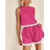 imagePRETTYGARDEN Womens 2 Piece Beach Vacation Outfits Casual Cropped Tank Top High Waist Shorts Set TracksuitRose Red