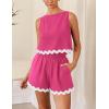 imagePRETTYGARDEN Womens 2 Piece Beach Vacation Outfits Casual Cropped Tank Top High Waist Shorts Set TracksuitRose Red