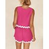 imagePRETTYGARDEN Womens 2 Piece Beach Vacation Outfits Casual Cropped Tank Top High Waist Shorts Set TracksuitRose Red