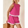 imagePRETTYGARDEN Womens 2 Piece Beach Vacation Outfits Casual Cropped Tank Top High Waist Shorts Set TracksuitRose Red