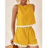 imagePRETTYGARDEN Womens 2 Piece Beach Vacation Outfits Casual Cropped Tank Top High Waist Shorts Set TracksuitYellow