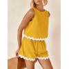 imagePRETTYGARDEN Womens 2 Piece Beach Vacation Outfits Casual Cropped Tank Top High Waist Shorts Set TracksuitYellow
