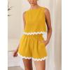 imagePRETTYGARDEN Womens 2 Piece Beach Vacation Outfits Casual Cropped Tank Top High Waist Shorts Set TracksuitYellow