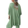 imagePRETTYGARDEN Womens 2 Piece Outfits Casual Short Sleeve Pullover Tops and Wide Leg Pants Lounge Sets TracksuitsBean Green