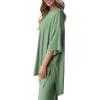 imagePRETTYGARDEN Womens 2 Piece Outfits Casual Short Sleeve Pullover Tops and Wide Leg Pants Lounge Sets TracksuitsBean Green