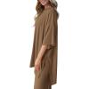 imagePRETTYGARDEN Womens 2 Piece Outfits Casual Short Sleeve Pullover Tops and Wide Leg Pants Lounge Sets TracksuitsDark Khaki