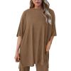imagePRETTYGARDEN Womens 2 Piece Outfits Casual Short Sleeve Pullover Tops and Wide Leg Pants Lounge Sets TracksuitsDark Khaki