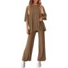 imagePRETTYGARDEN Womens 2 Piece Outfits Casual Short Sleeve Pullover Tops and Wide Leg Pants Lounge Sets TracksuitsDark Khaki