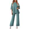 imagePRETTYGARDEN Womens 2 Piece Outfits Casual Short Sleeve Pullover Tops and Wide Leg Pants Lounge Sets TracksuitsFruit Green