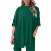 imagePRETTYGARDEN Womens 2 Piece Outfits Casual Short Sleeve Pullover Tops and Wide Leg Pants Lounge Sets TracksuitsGreen
