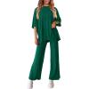 imagePRETTYGARDEN Womens 2 Piece Outfits Casual Short Sleeve Pullover Tops and Wide Leg Pants Lounge Sets TracksuitsGreen