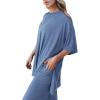 imagePRETTYGARDEN Womens 2 Piece Outfits Casual Short Sleeve Pullover Tops and Wide Leg Pants Lounge Sets TracksuitsGrey Blue