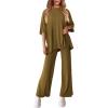 imagePRETTYGARDEN Womens 2 Piece Outfits Casual Short Sleeve Pullover Tops and Wide Leg Pants Lounge Sets TracksuitsLight Army Green