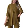 imagePRETTYGARDEN Womens 2 Piece Outfits Casual Short Sleeve Pullover Tops and Wide Leg Pants Lounge Sets TracksuitsLight Army Green
