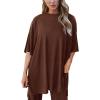 imagePRETTYGARDEN Womens 2 Piece Outfits Casual Short Sleeve Pullover Tops and Wide Leg Pants Lounge Sets TracksuitsLight Coffee