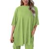 imagePRETTYGARDEN Womens 2 Piece Outfits Casual Short Sleeve Pullover Tops and Wide Leg Pants Lounge Sets TracksuitsLight Green