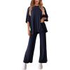 imagePRETTYGARDEN Womens 2 Piece Outfits Casual Short Sleeve Pullover Tops and Wide Leg Pants Lounge Sets TracksuitsNavy