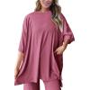 imagePRETTYGARDEN Womens 2 Piece Outfits Casual Short Sleeve Pullover Tops and Wide Leg Pants Lounge Sets TracksuitsPink