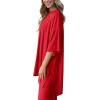 imagePRETTYGARDEN Womens 2 Piece Outfits Casual Short Sleeve Pullover Tops and Wide Leg Pants Lounge Sets TracksuitsRed
