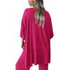imagePRETTYGARDEN Womens 2 Piece Outfits Casual Short Sleeve Pullover Tops and Wide Leg Pants Lounge Sets TracksuitsRose Red