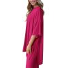 imagePRETTYGARDEN Womens 2 Piece Outfits Casual Short Sleeve Pullover Tops and Wide Leg Pants Lounge Sets TracksuitsRose Red