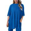 imagePRETTYGARDEN Womens 2 Piece Outfits Casual Short Sleeve Pullover Tops and Wide Leg Pants Lounge Sets TracksuitsRoyal Blue