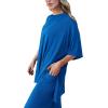 imagePRETTYGARDEN Womens 2 Piece Outfits Casual Short Sleeve Pullover Tops and Wide Leg Pants Lounge Sets TracksuitsRoyal Blue
