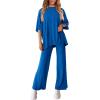 imagePRETTYGARDEN Womens 2 Piece Outfits Casual Short Sleeve Pullover Tops and Wide Leg Pants Lounge Sets TracksuitsRoyal Blue