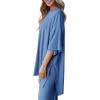 imagePRETTYGARDEN Womens 2 Piece Outfits Casual Short Sleeve Pullover Tops and Wide Leg Pants Lounge Sets TracksuitsSky Blue