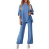 imagePRETTYGARDEN Womens 2 Piece Outfits Casual Short Sleeve Pullover Tops and Wide Leg Pants Lounge Sets TracksuitsSky Blue