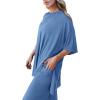 imagePRETTYGARDEN Womens 2 Piece Outfits Casual Short Sleeve Pullover Tops and Wide Leg Pants Lounge Sets TracksuitsSky Blue