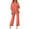 imagePRETTYGARDEN Womens 2 Piece Outfits Casual Short Sleeve Pullover Tops and Wide Leg Pants Lounge Sets TracksuitsWatermelon Red