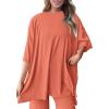imagePRETTYGARDEN Womens 2 Piece Outfits Casual Short Sleeve Pullover Tops and Wide Leg Pants Lounge Sets TracksuitsWatermelon Red