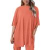 imagePRETTYGARDEN Womens 2 Piece Outfits Casual Short Sleeve Pullover Tops and Wide Leg Pants Lounge Sets TracksuitsWatermelon Red