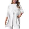 imagePRETTYGARDEN Womens 2 Piece Outfits Casual Short Sleeve Pullover Tops and Wide Leg Pants Lounge Sets TracksuitsWhite