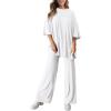 imagePRETTYGARDEN Womens 2 Piece Outfits Casual Short Sleeve Pullover Tops and Wide Leg Pants Lounge Sets TracksuitsWhite