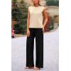 imagePRETTYGARDEN Womens 2 Piece Outfits Knit Loungewear High Low Pullover Tops and Wide Leg Pants Casual Sweater Sets TracksuitsApricot Black