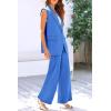 imagePRETTYGARDEN Womens 2 Piece Outfits Sleeveless Suit Vest and Wide Leg Pants Business Casual Blazer SetsBlue