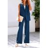 imagePRETTYGARDEN Womens 2 Piece Outfits Sleeveless Suit Vest and Wide Leg Pants Business Casual Blazer SetsDark Blue