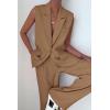 imagePRETTYGARDEN Womens 2 Piece Outfits Sleeveless Suit Vest and Wide Leg Pants Business Casual Blazer SetsKhaki