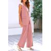 imagePRETTYGARDEN Womens 2 Piece Outfits Sleeveless Suit Vest and Wide Leg Pants Business Casual Blazer SetsLight Pink