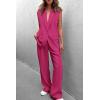 imagePRETTYGARDEN Womens 2 Piece Outfits Sleeveless Suit Vest and Wide Leg Pants Business Casual Blazer SetsRose Red