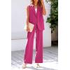 imagePRETTYGARDEN Womens 2 Piece Outfits Sleeveless Suit Vest and Wide Leg Pants Business Casual Blazer SetsRose Red