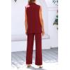 imagePRETTYGARDEN Womens 2 Piece Outfits Sleeveless Suit Vest and Wide Leg Pants Business Casual Blazer SetsWine Red