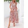 imagePRETTYGARDEN Womens 2025 Summer Floral Midi Dress Cap Sleeve V Neck Ruffle Long Flowy Boho Casual Beach Vacation DressesFloral Blue Orange