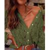 imagePRETTYGARDEN Womens Dressy Casual Lace Blouse Long Sleeve Button Up Shirts Tops Spring Fall Fashion ClothesArmy Green